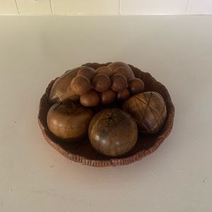 Vintage Wooden Fruit Bowl/Montessori Play Food